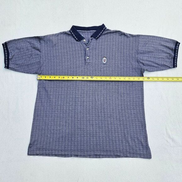 Robert Stock Golf Wear Blue and Beige Striped Polo Short Sleeve Shirt - Picture 3 of 7